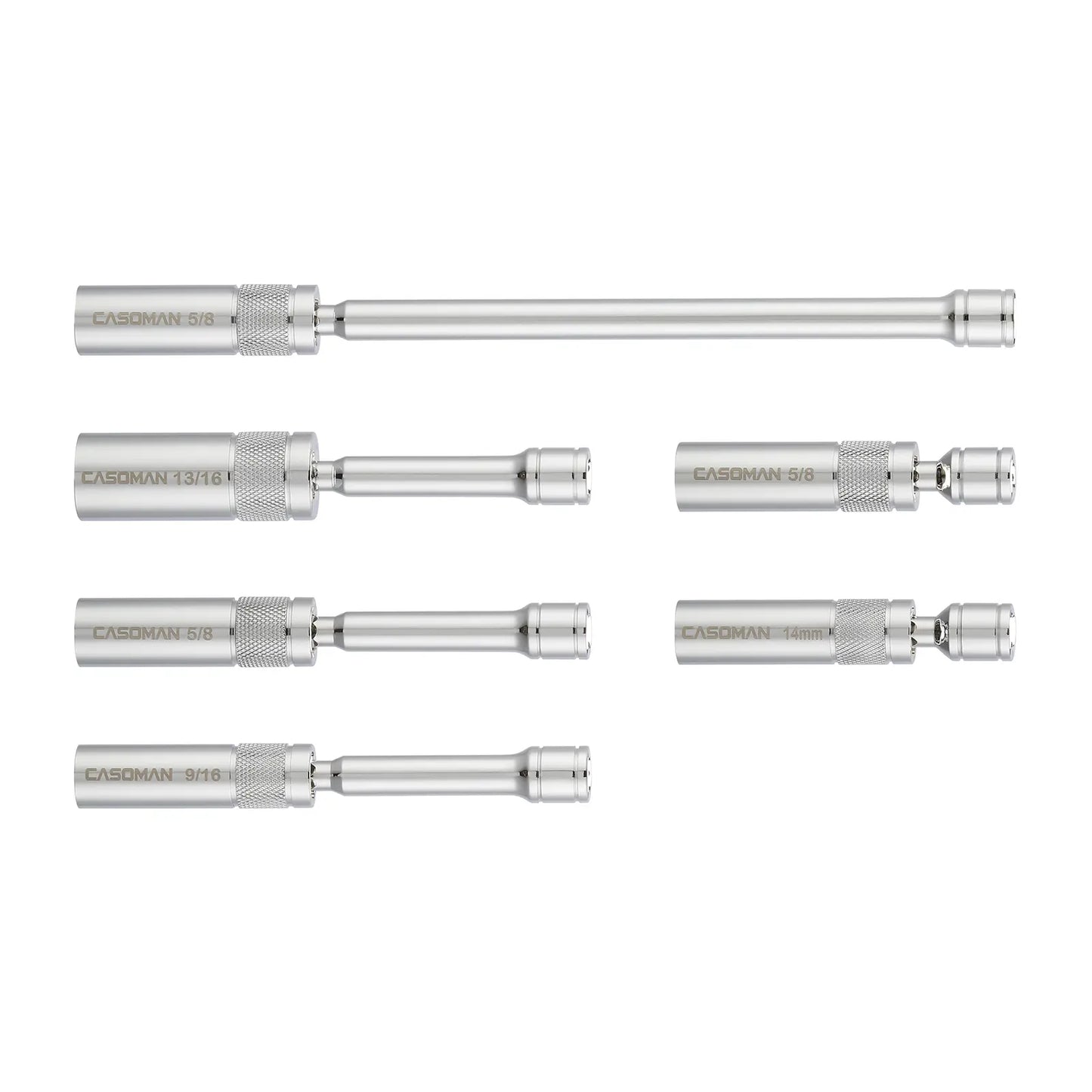 6PCS Magnetic Swivel Spark Plug Socket Set – 3/8" Drive, 9/16", 5/8", 13/16" & 14mm, Thin Wall CR-V Steel